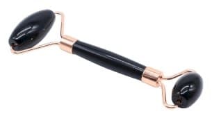 Double Rouleau De Massage Obsidienne Noire