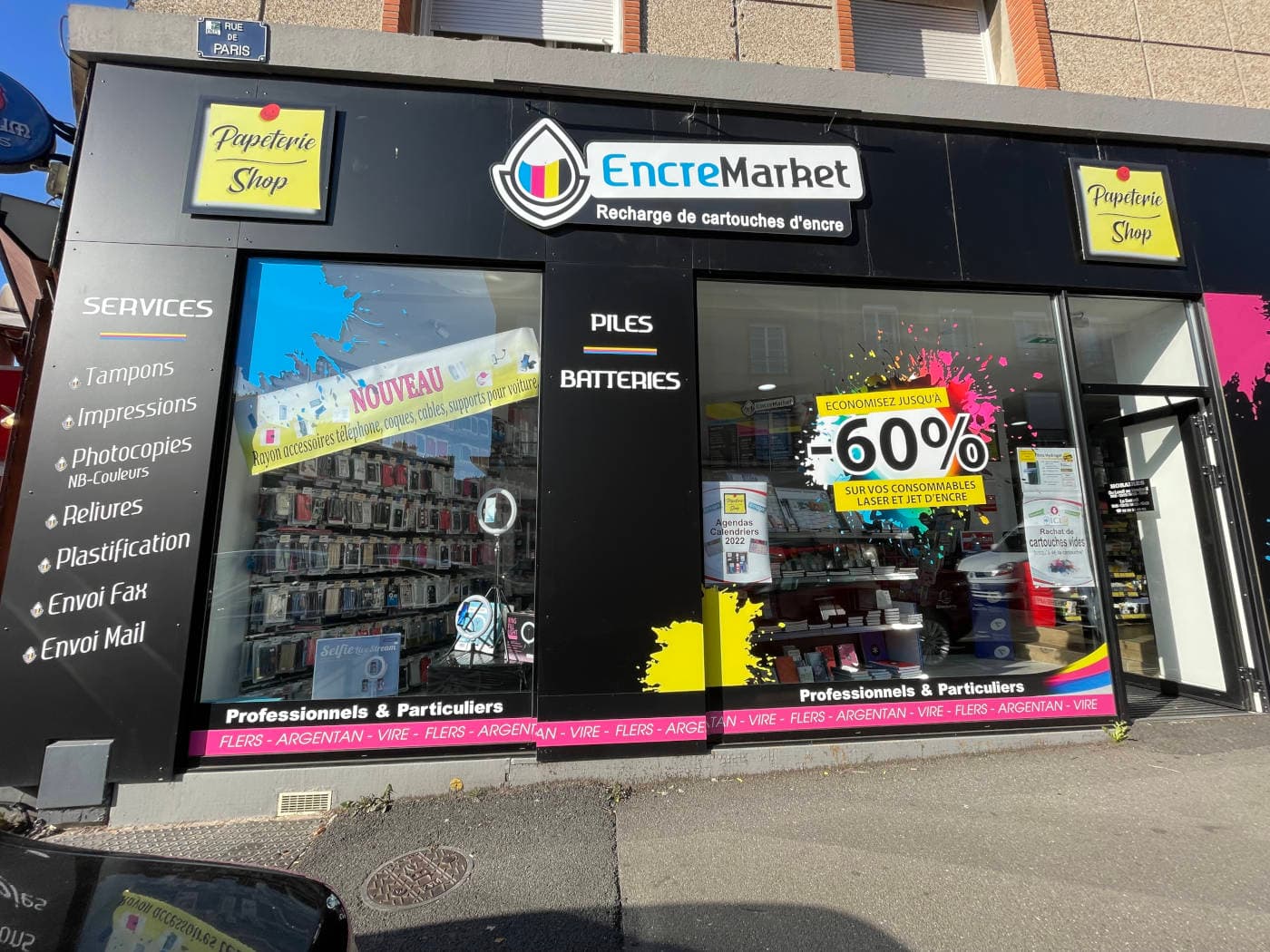 Devanture de Encremarket Papeterieshop Flers